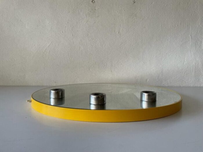 space age illuminated yellow round wall mirror from gedy italy 1970s 5