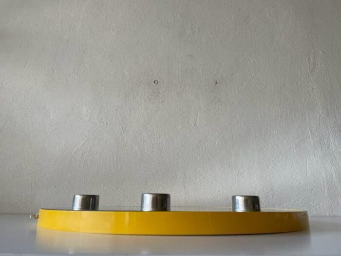 space age illuminated yellow round wall mirror from gedy italy 1970s 6