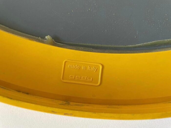 space age illuminated yellow round wall mirror from gedy italy 1970s 9