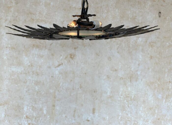 spanish 1950s gilt metal ceiling fixture 1391