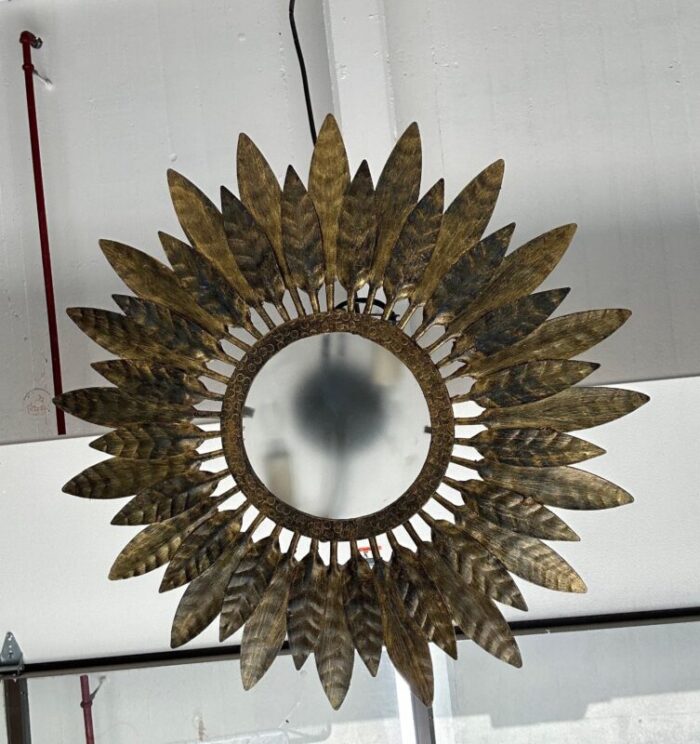 spanish 1950s gilt metal ceiling fixture 7164