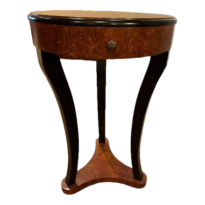 spanish burled wood side table 3881