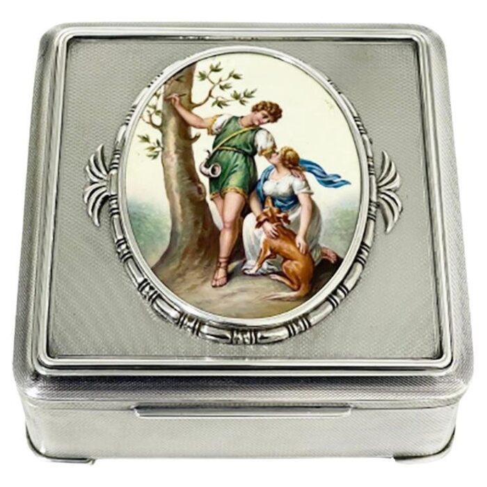 square guilloche silver jewelry box 1