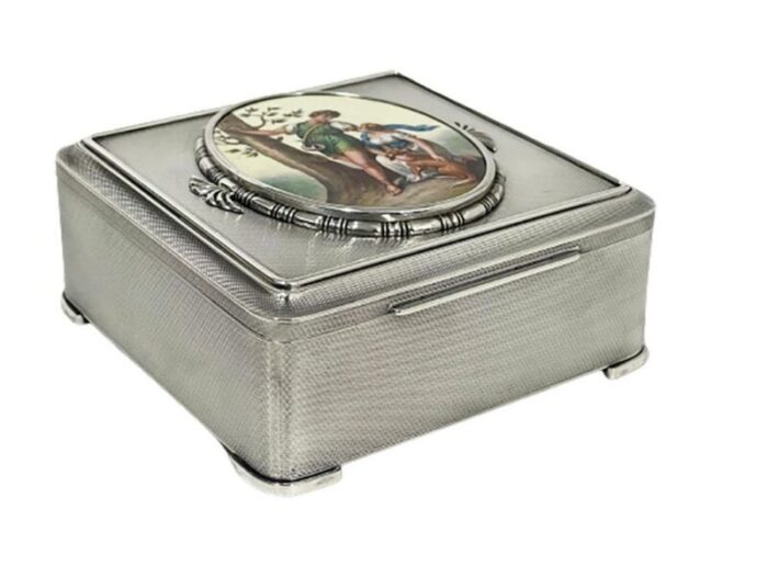 square guilloche silver jewelry box 4