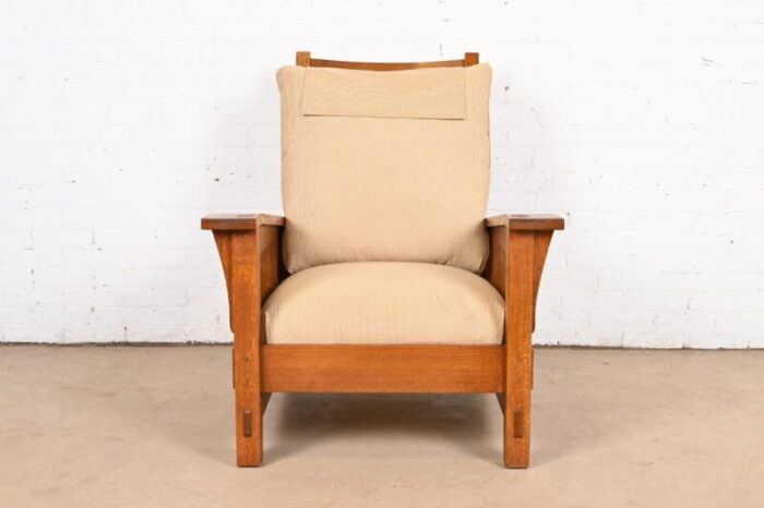 stickley mission oak arts and crafts reclining morris lounge chair 0300