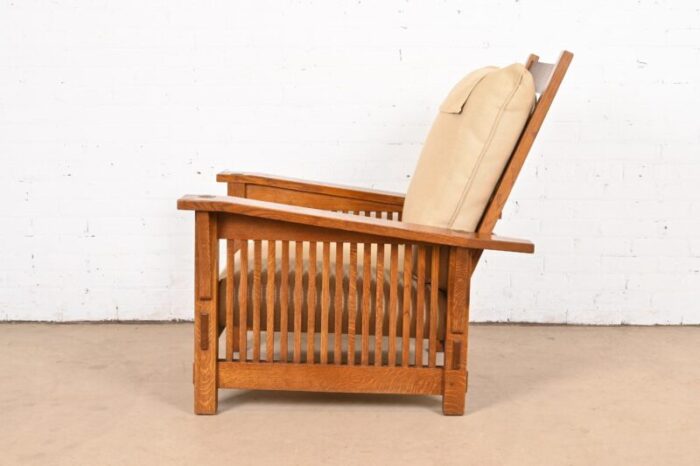 stickley mission oak arts and crafts reclining morris lounge chair 0567