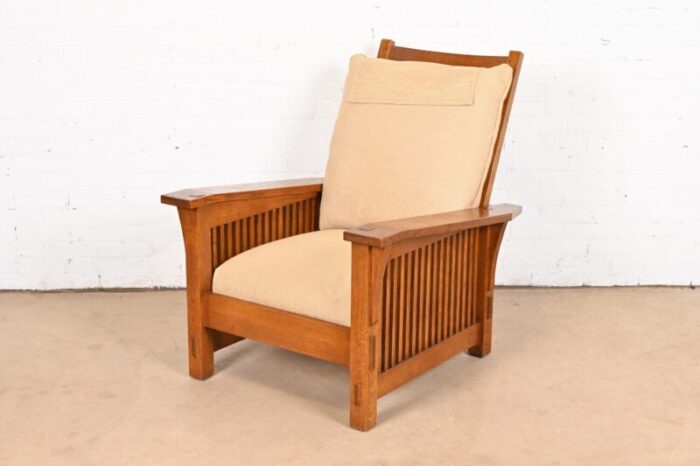 stickley mission oak arts and crafts reclining morris lounge chair 3579