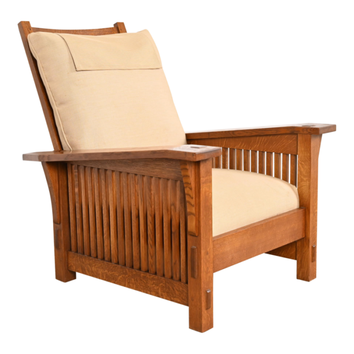 stickley mission oak arts and crafts reclining morris lounge chair 7331