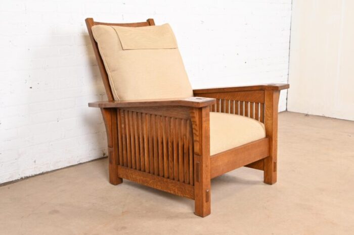 stickley mission oak arts and crafts reclining morris lounge chair 8991