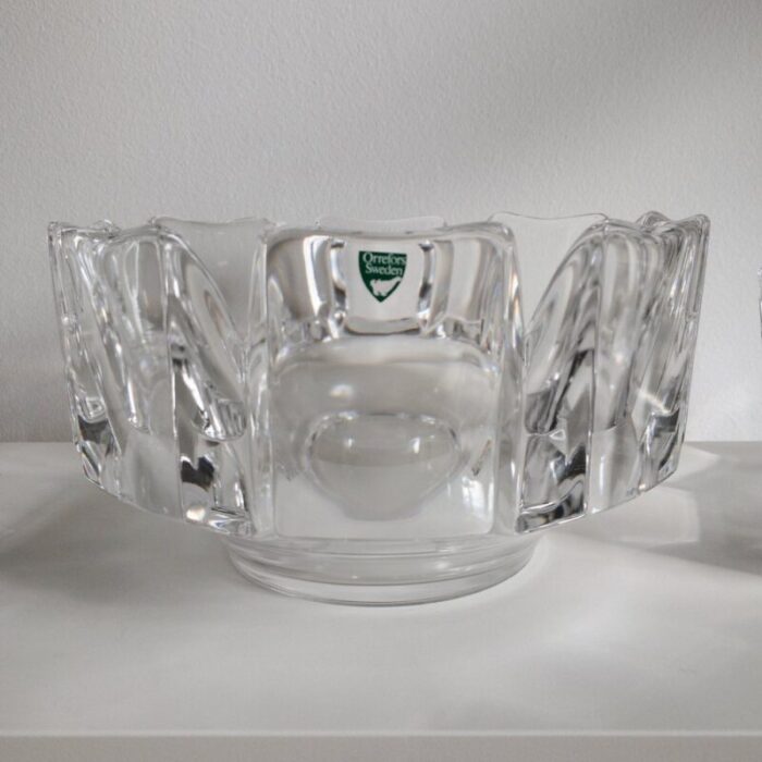 swedish corona crystal bowls by lars hellsten for orrefors 1970s set of 3 13