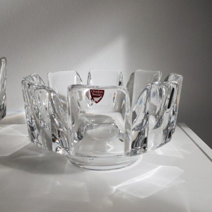 swedish corona crystal bowls by lars hellsten for orrefors 1970s set of 3 14