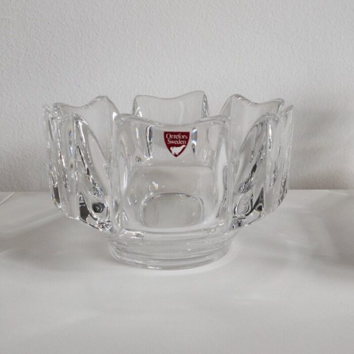 swedish corona crystal bowls by lars hellsten for orrefors 1970s set of 3 15