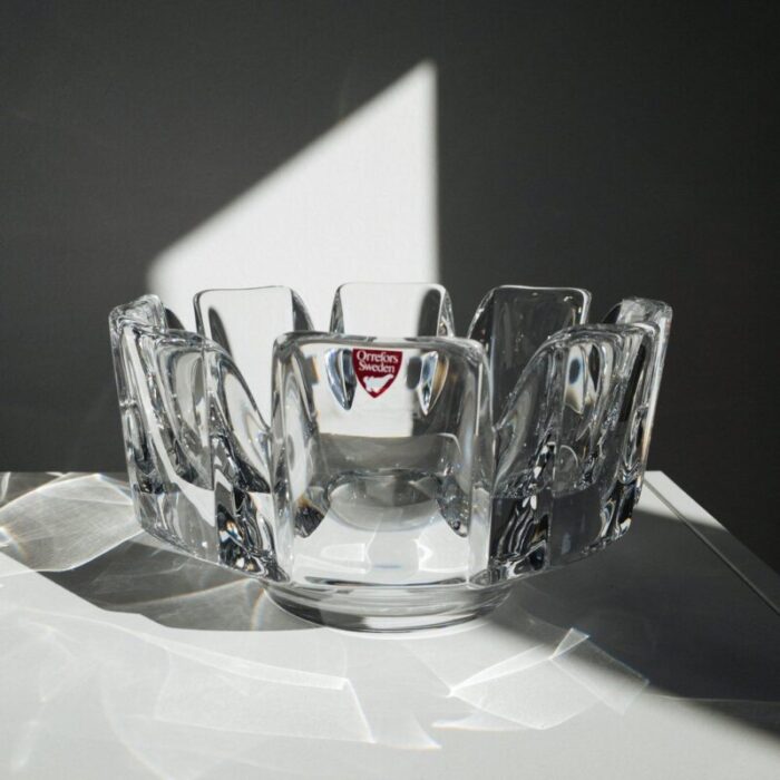 swedish corona crystal bowls by lars hellsten for orrefors 1970s set of 3 4