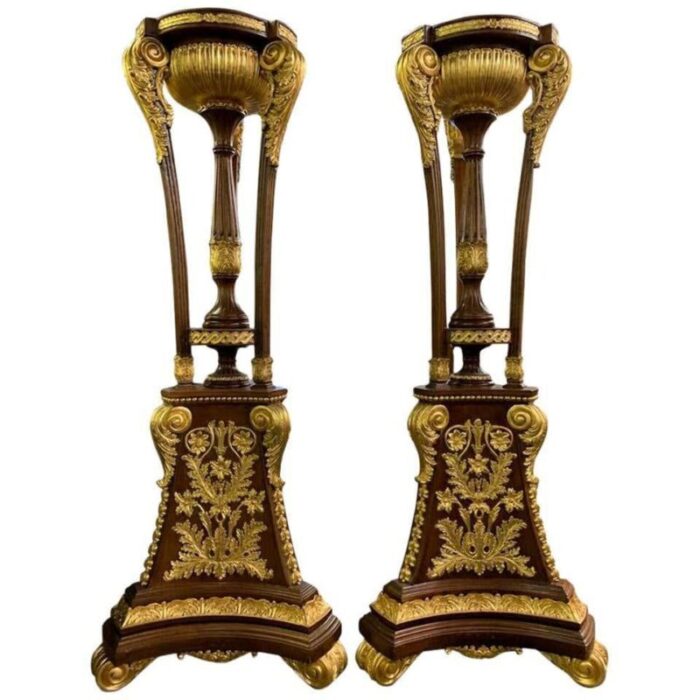 tall french empire gilt tocheres or plant stands 20th century set of 2 1