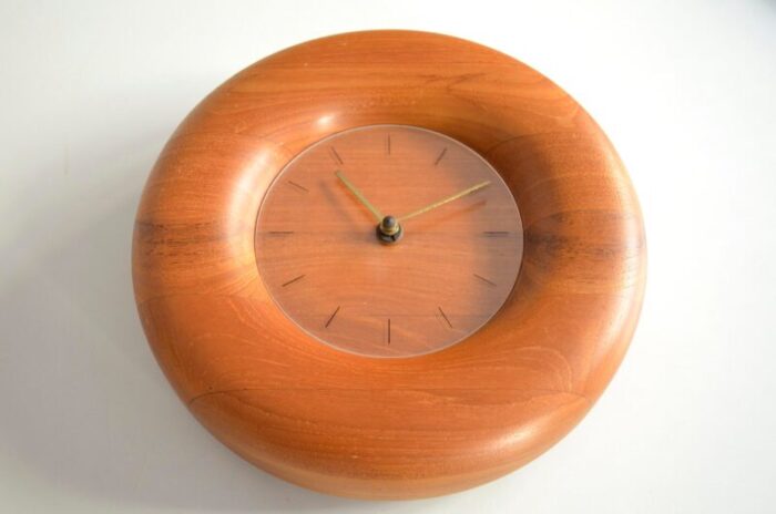 teak clock from bestform 1970s 0890