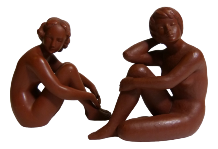 terracotta nude women from goebel 1960s set of 2 4286