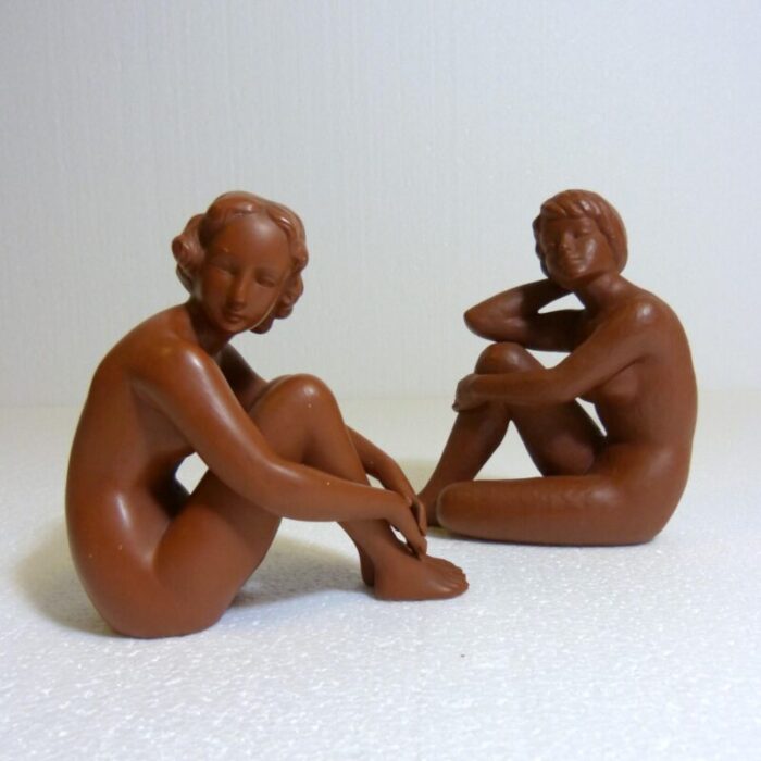 terracotta nude women from goebel 1960s set of 2 7275