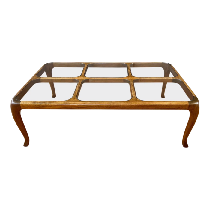 thomas saydah large walnut and glass coffee table signed and dated 1982 0216