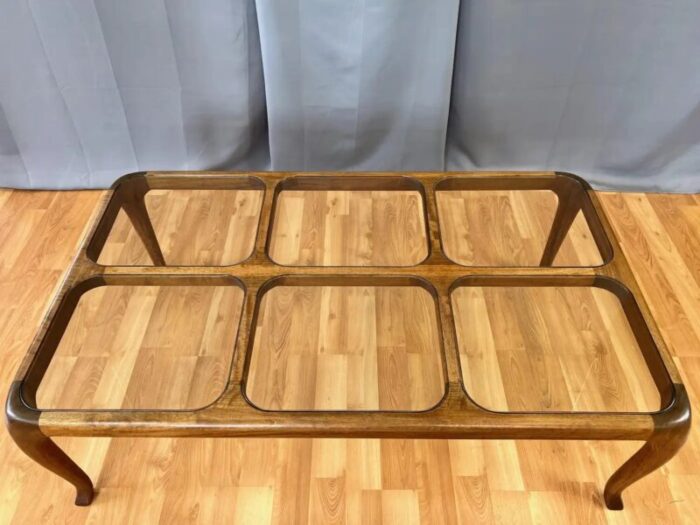 thomas saydah large walnut and glass coffee table signed and dated 1982 3646