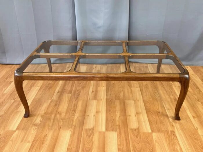 thomas saydah large walnut and glass coffee table signed and dated 1982 6336