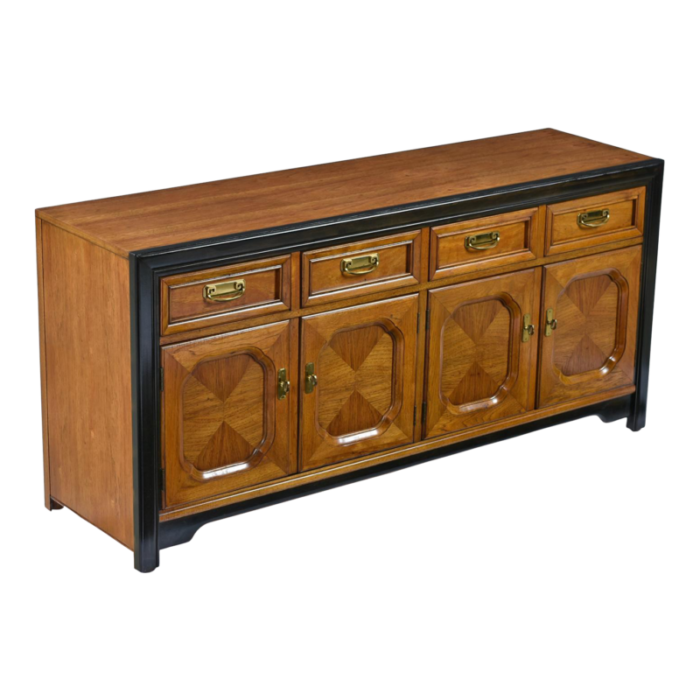 thomasville embassy wood inlay chinoiserie inspired brass accent credenza 1123