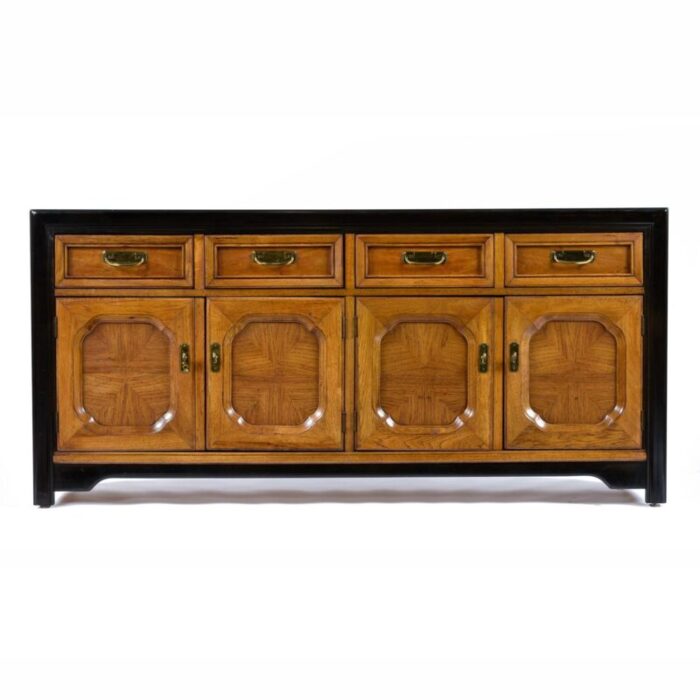 thomasville embassy wood inlay chinoiserie inspired brass accent credenza 2903