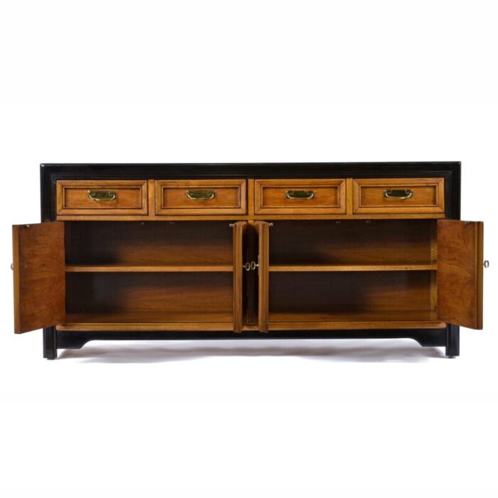 thomasville embassy wood inlay chinoiserie inspired brass accent credenza 7113