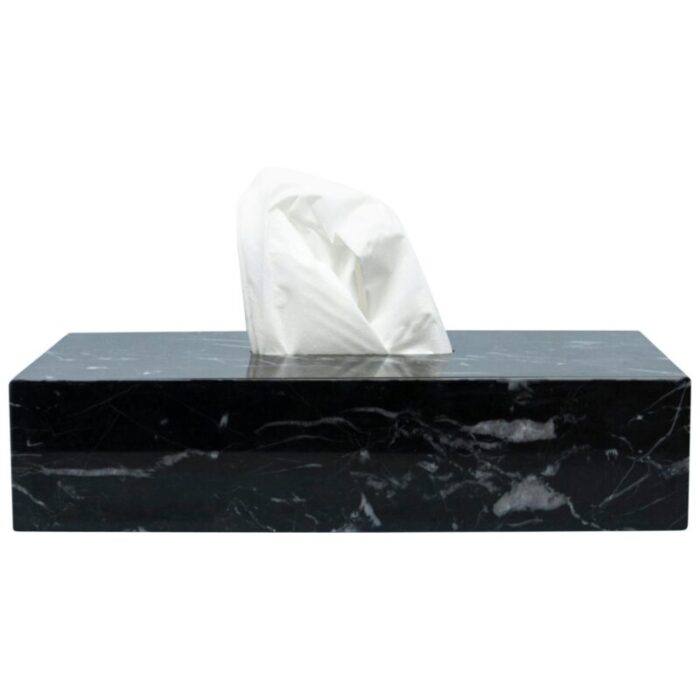 tissue box cover in black marble 1