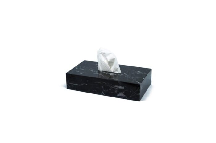 tissue box cover in black marble 2