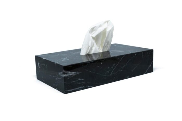 tissue box cover in black marble 4