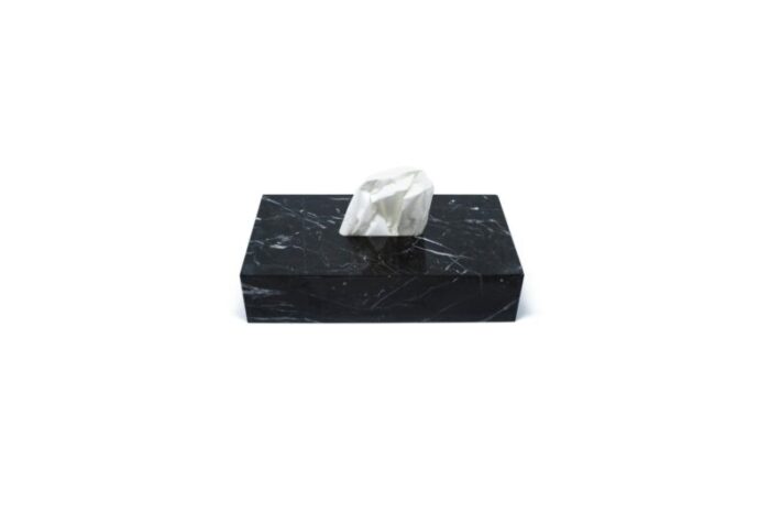 tissue box cover in black marble 5