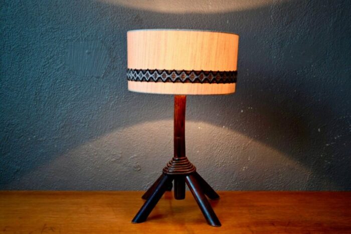 tripod rattan lamp 1970s 2330