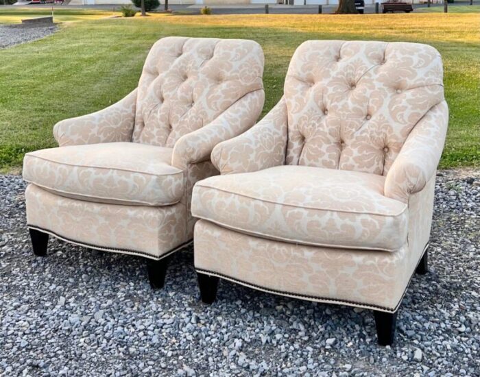 tufted back taylor king club chairs a pair 1267