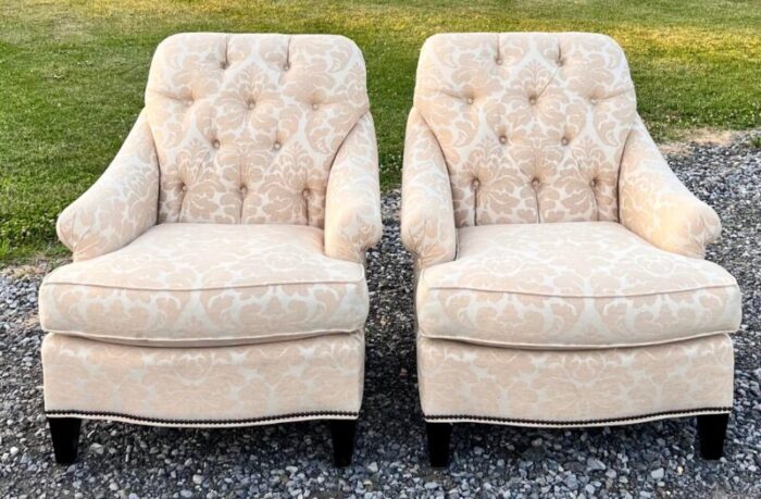 tufted back taylor king club chairs a pair 2061