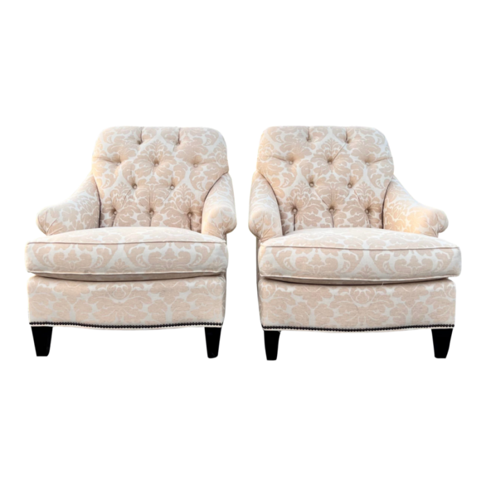 tufted back taylor king club chairs a pair 9430