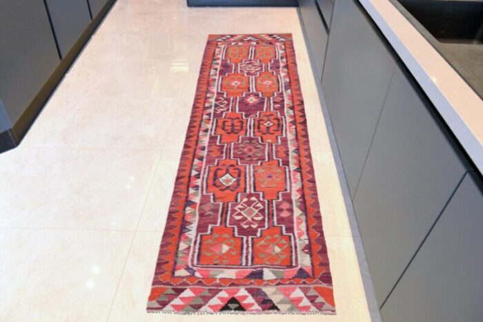 turkish handmade wool ikat oushak hallway runner rug 1