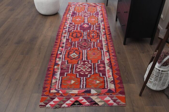 turkish handmade wool ikat oushak hallway runner rug 2