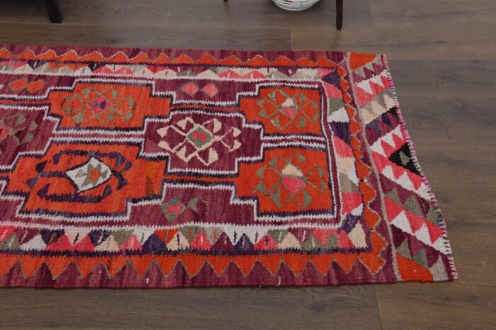 turkish handmade wool ikat oushak hallway runner rug 5