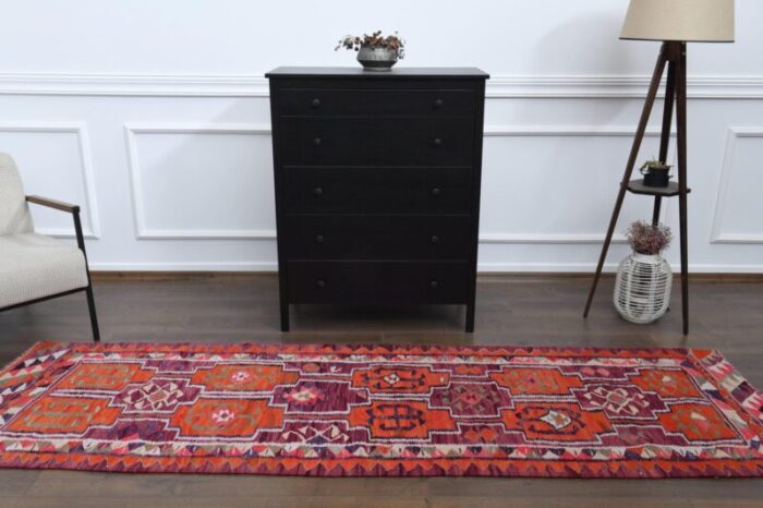 turkish handmade wool ikat oushak hallway runner rug 6