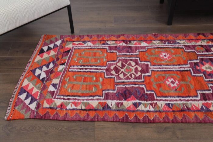 turkish handmade wool ikat oushak hallway runner rug 7