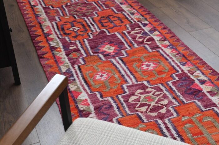 turkish handmade wool ikat oushak hallway runner rug 8