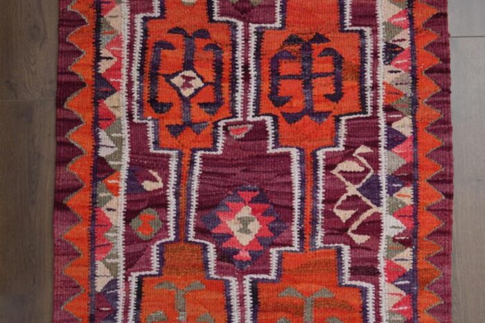 turkish handmade wool ikat oushak hallway runner rug 9