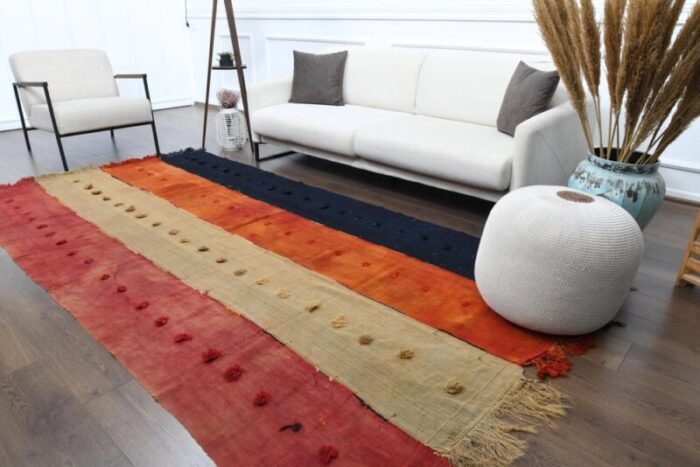 turkish handmade wool kilim area rug in orange sivas 3