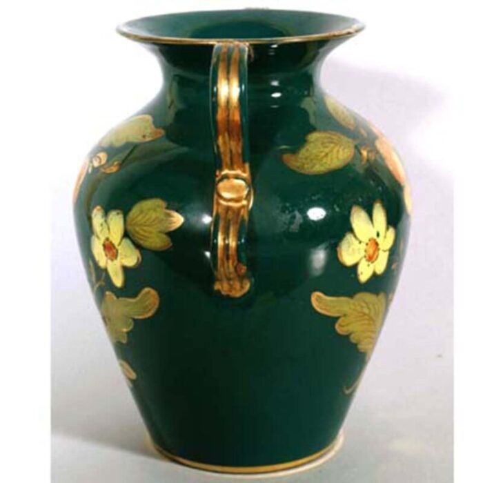 tuscany hand painted vase with gold from maioliche artistiche sesto fiorentino 1920s 2