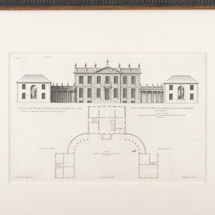 two architectural engravings from volume iii of vitruvius britannicus by colen campbell 1725 0468