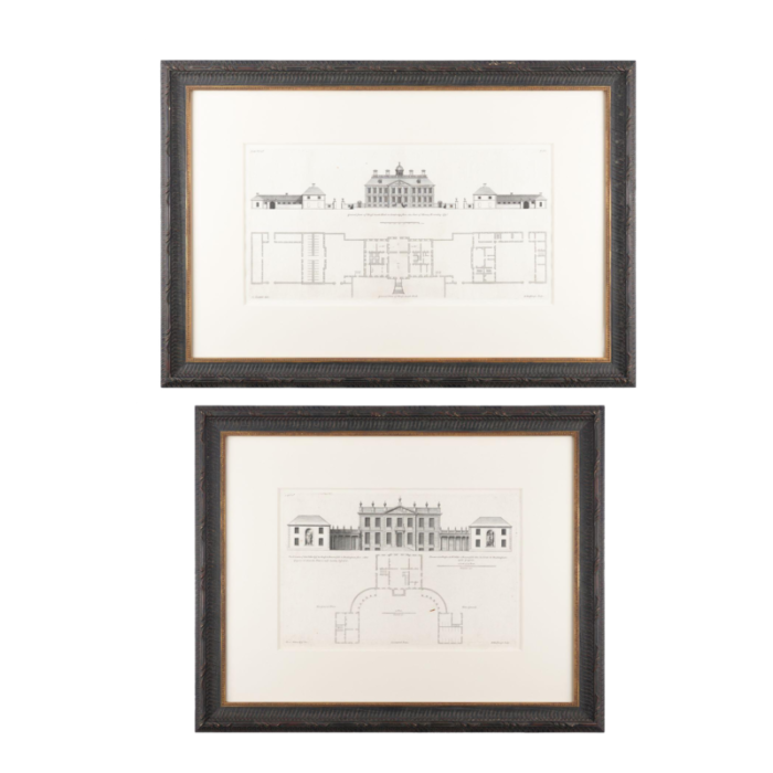 two architectural engravings from volume iii of vitruvius britannicus by colen campbell 1725 9454