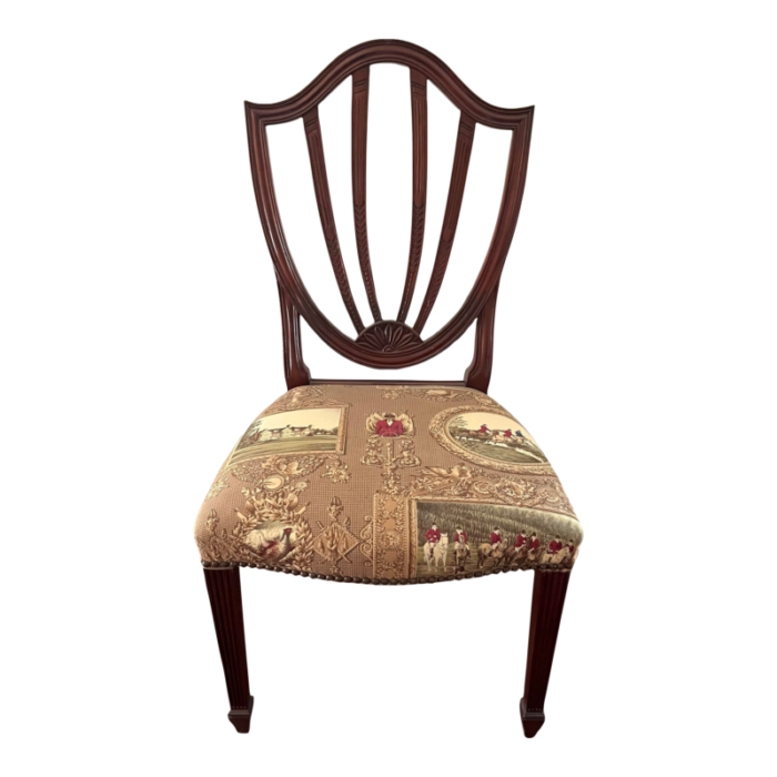 unmarked baker charleston solid mahogany shield back dining chair newly reupholstered 3699