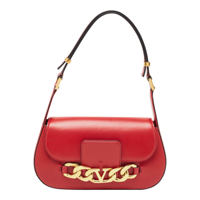 valentino red leather vlogo chain hobo 9401