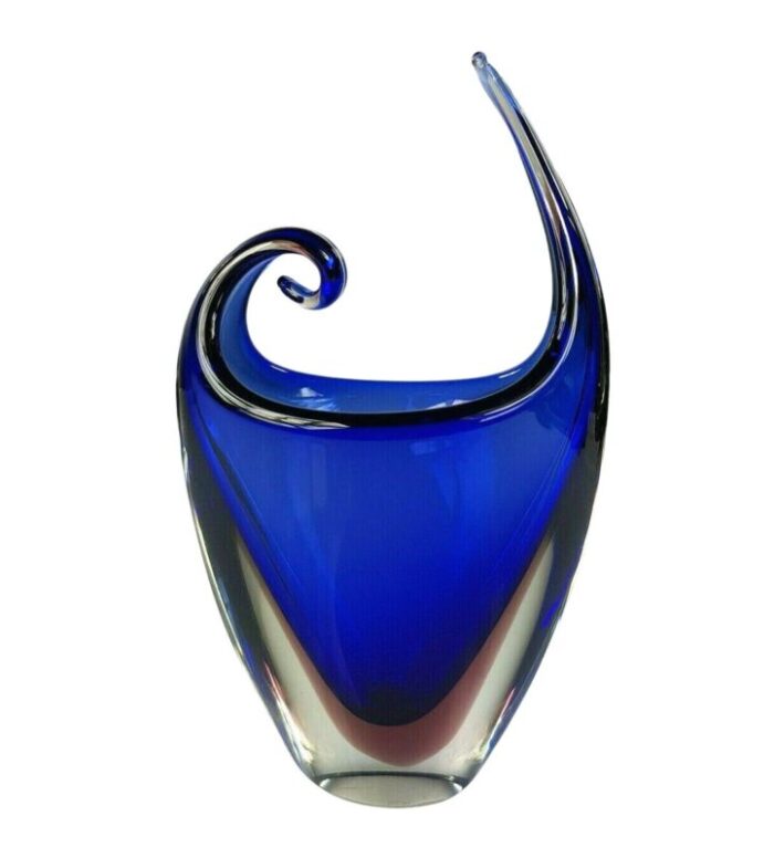 vase in blue venecian sommerso glass by flavio poli 1960s 1