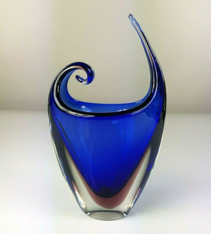 vase in blue venecian sommerso glass by flavio poli 1960s 2